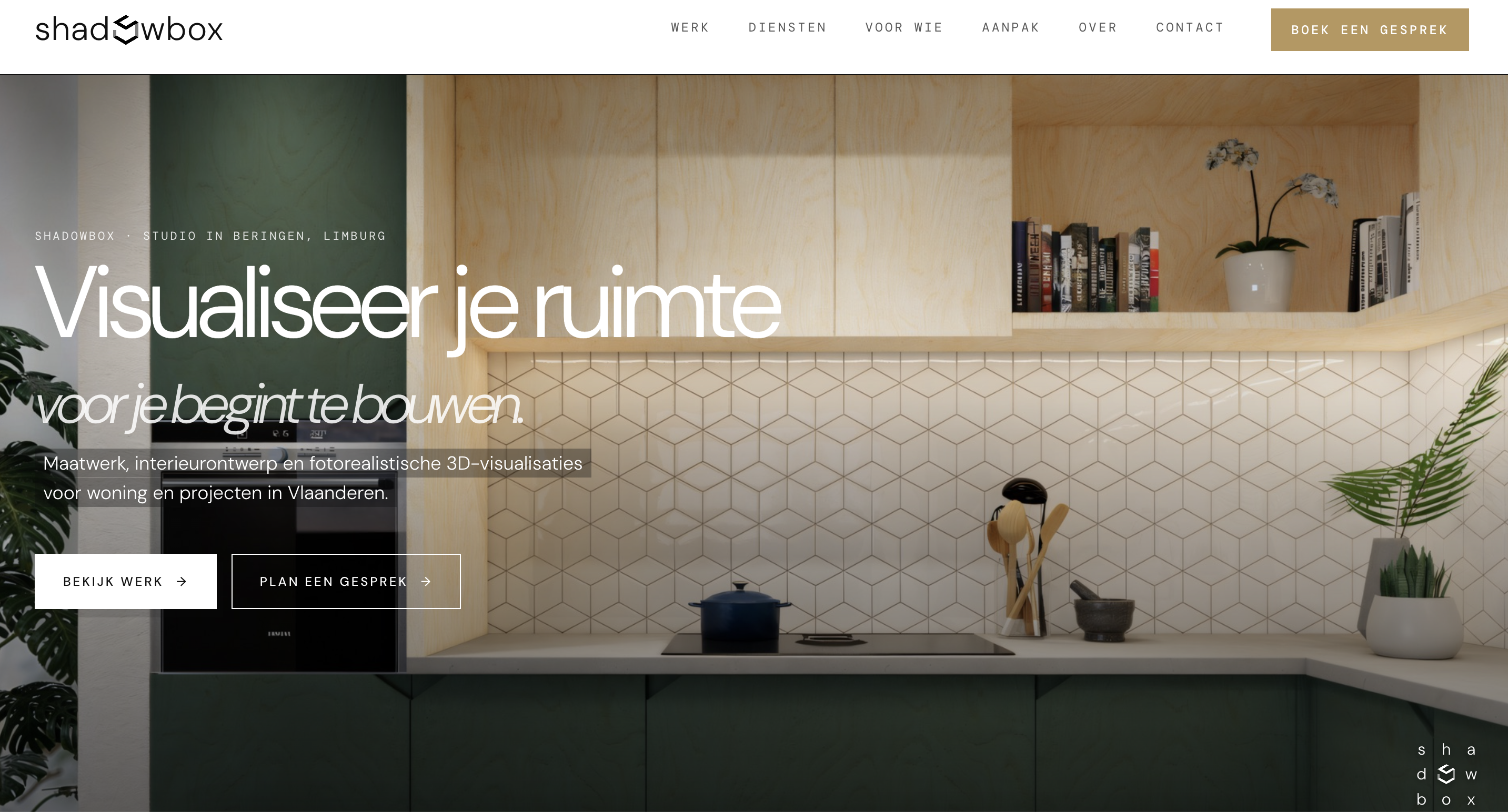 Shadowbox website - interior design and 3D visualisation Beringen